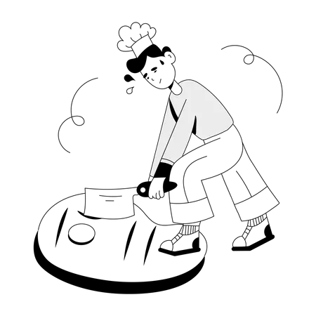 Chef Cutting Steak  Illustration