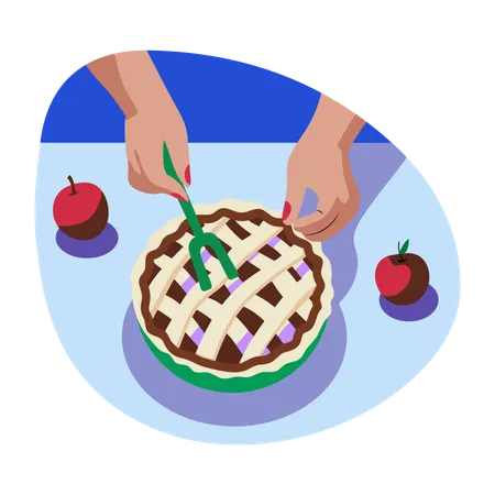 Chef making pie cake  Illustration