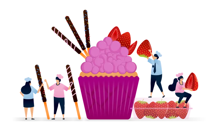 Chefs making cupcake  Illustration