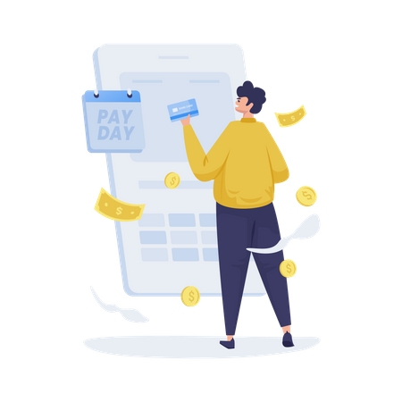 Chèque de paie sur les services bancaires mobiles  Illustration