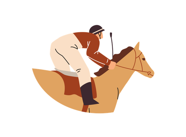 Cheval de course et cavalier  Illustration