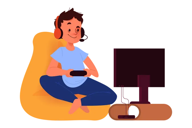 Child playing video game  Illustration
