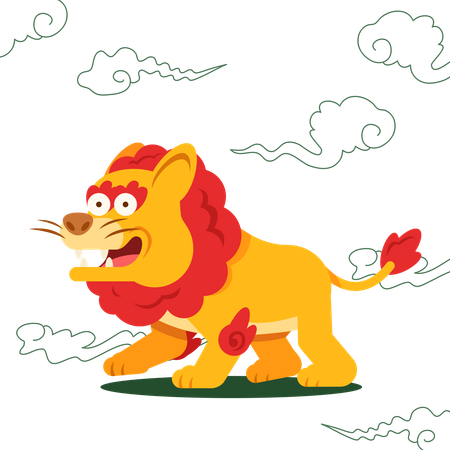 Chinese mythology lion  Illustration