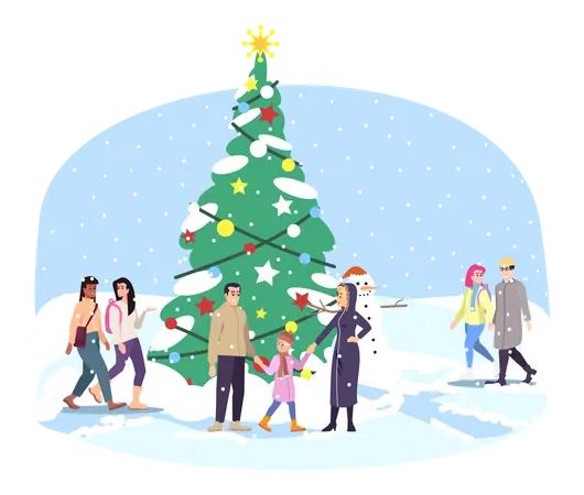 Árvore de Natal do parque da cidade  Ilustração