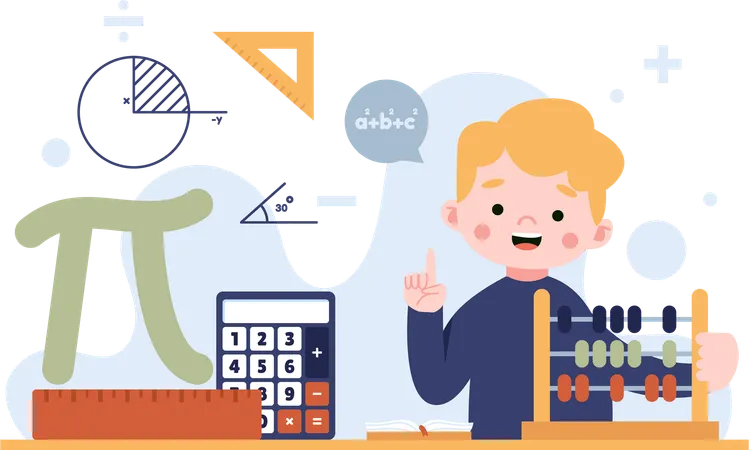 Clase de estudio de matemáticas  Ilustración