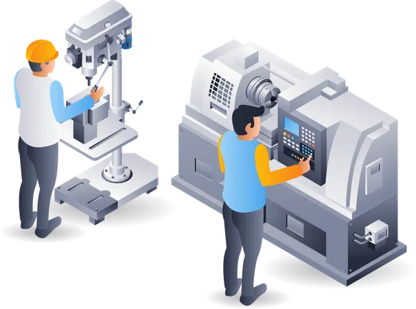 CNC lathe and drill machine operator  Illustration