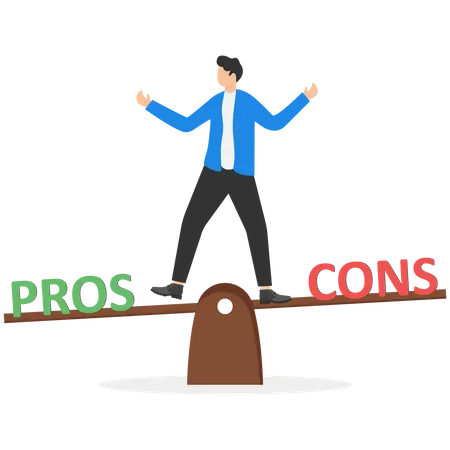Comparação de prós e contras  Ilustração