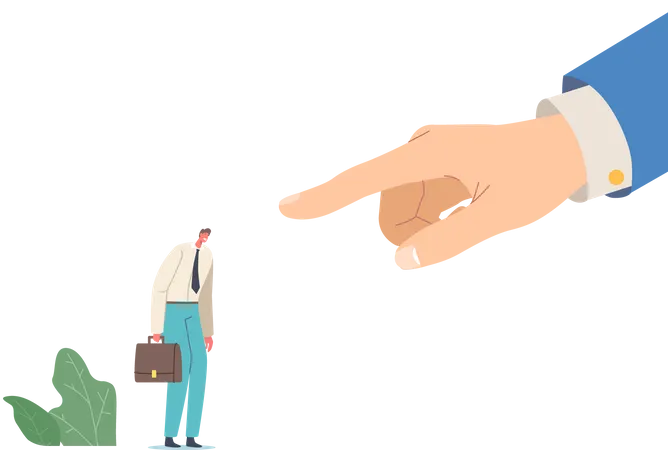 Confused Businessman Scapegoat is Blamed from his boss  Illustration