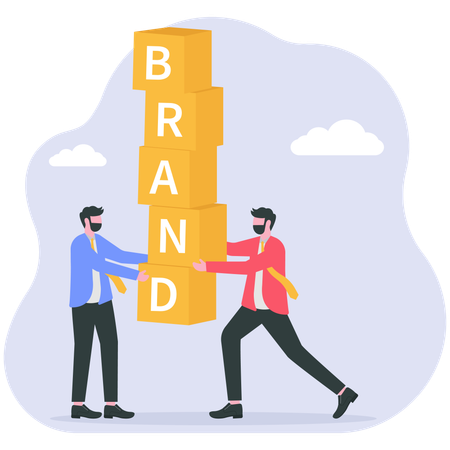 Equipe trabalhando na construção da marca  Ilustração