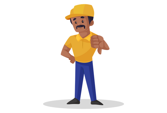 Construtor mostrando polegares para baixo  Ilustração