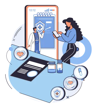 Consulta Médica Online  Ilustração