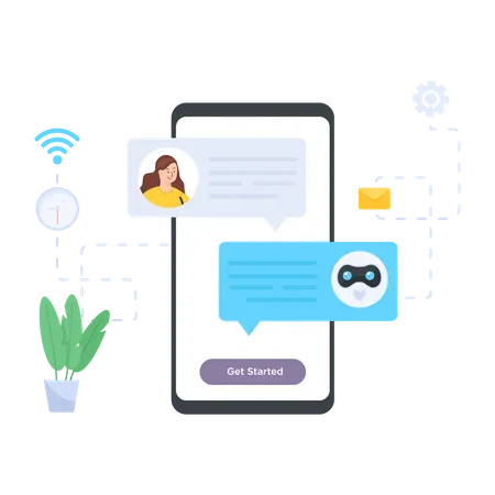Conversation with chatbot  Illustration