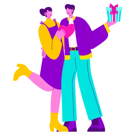 Couple celebrating Happy anniversary  Illustration