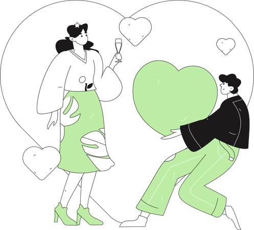 Couple giving heart each other  Illustration