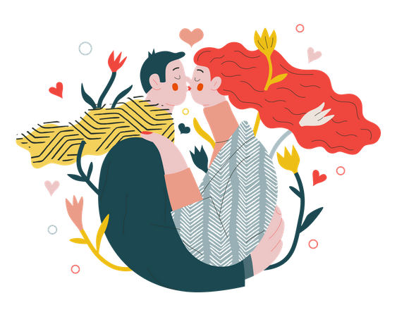 Couple kissing  Illustration