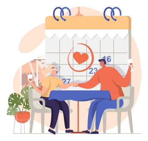 Couple on a romantic date  Illustration