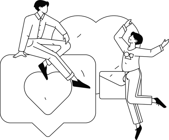 Couple sharing love through message  Illustration