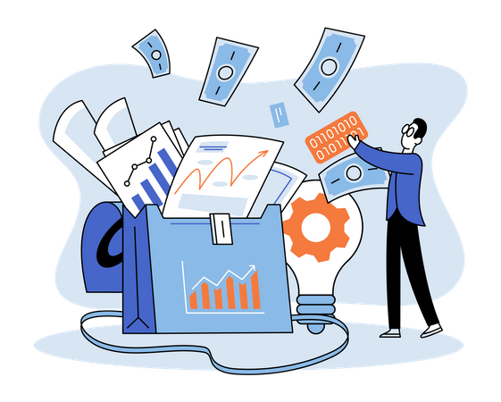 Crescimento da carteira de investimentos  Ilustração