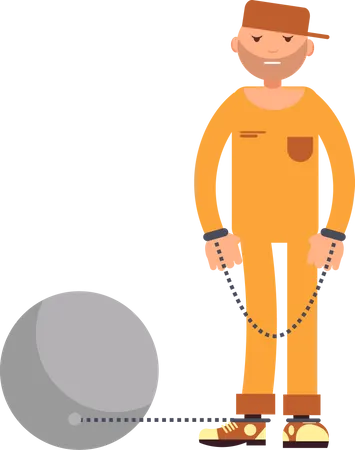 Criminoso acorrentado com bola  Ilustração