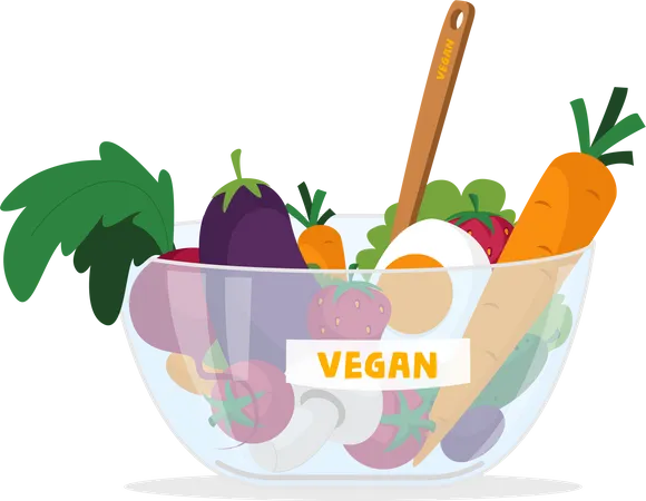 Plato de comida vegana  Ilustración