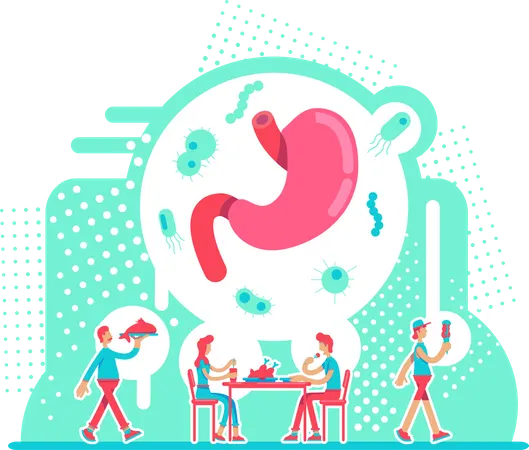Cuidados com a saúde do estômago  Ilustração