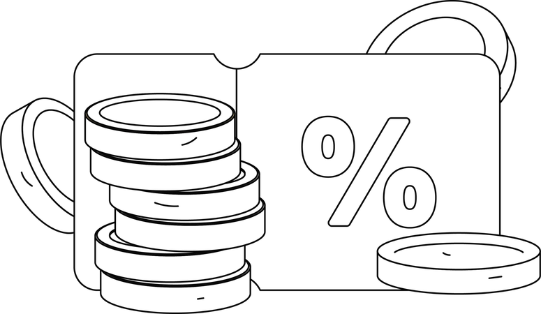 Cupom de desconto com moedas  Ilustração