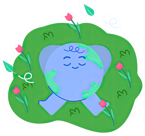 Cute Earth  sleeping on the grass  Illustration