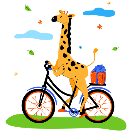 Cute giraffe cycling  Illustration