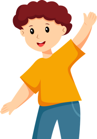 Cute Little Boy say hi  Illustration