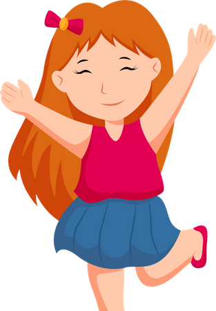 Cute Little Girl running  Illustration