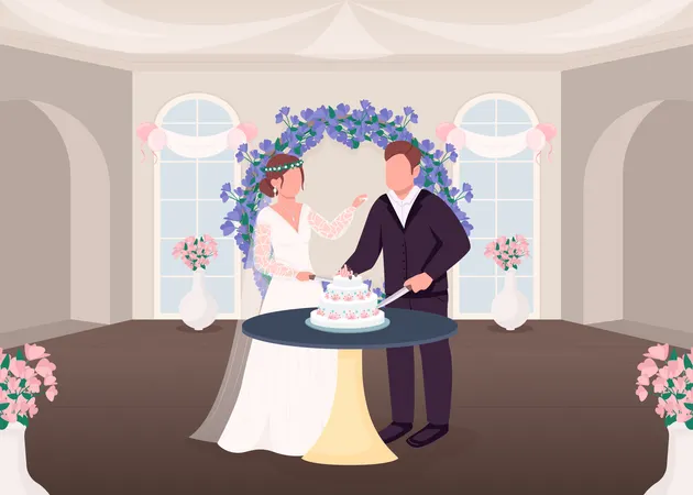 Cutting cake tradition  Illustration