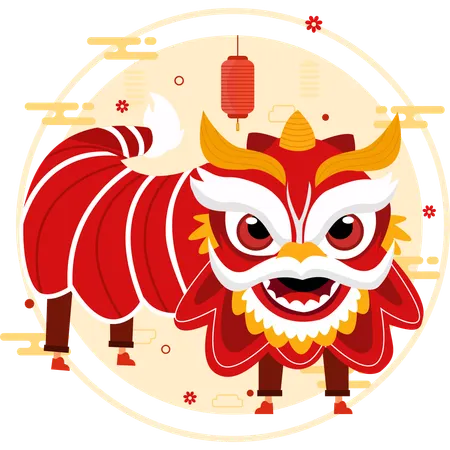 Danse du dragon chinois  Illustration