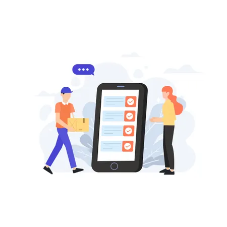 Delivery man giving parcel to customer  Illustration