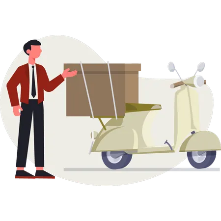 Delivery person riding scooter  Illustration