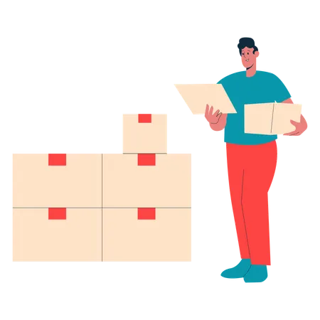 Delivery person working on Supply Chain Management  Illustration