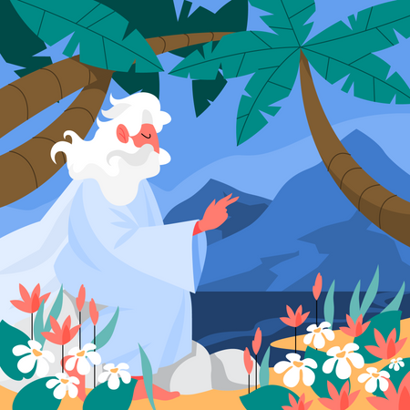 Deus criando árvores e flores  Ilustração