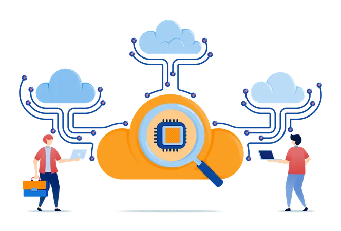 Developing cloud technology integrated with chips  Illustration
