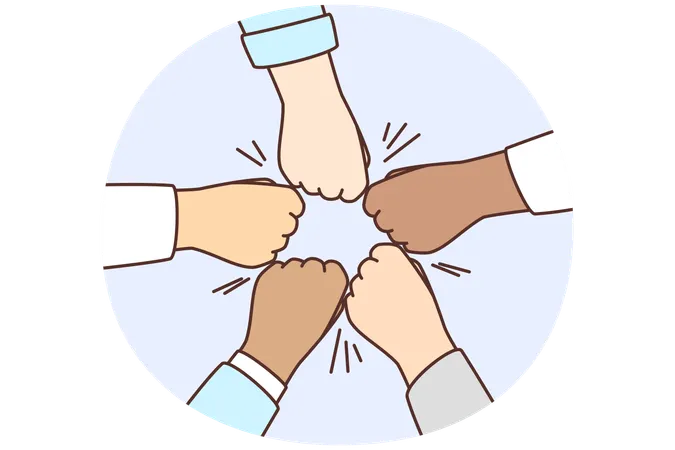 Diverse people give team fists bump  Illustration