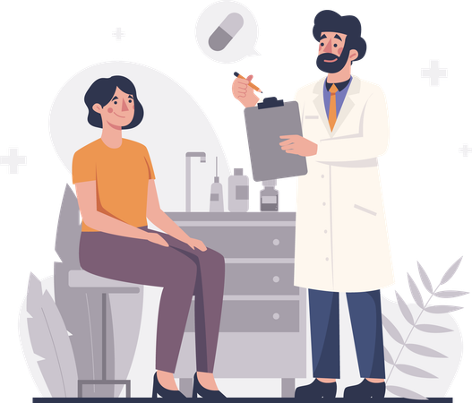 Doctor Examining and Explaining to The Patient  Illustration