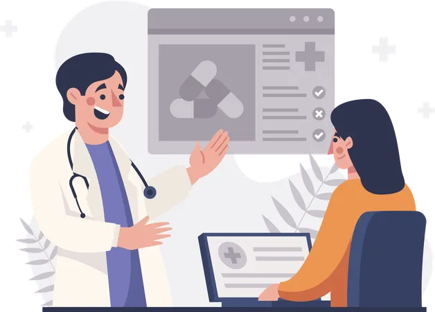 Doctor Explains Medicine to Patient  Illustration