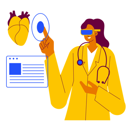 Doctor is studying medicine using VR  Illustration
