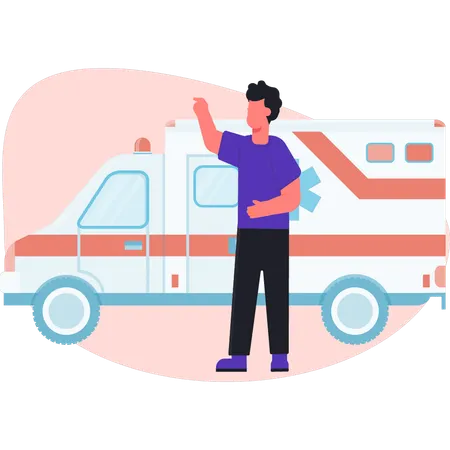 Doctor with ambulance  Illustration