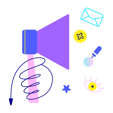 Draw attention using megaphone  일러스트레이션