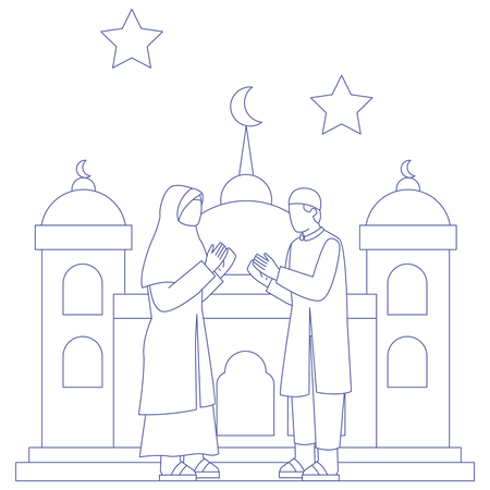 Eid Al Adha Islamic Men and Women  イラスト