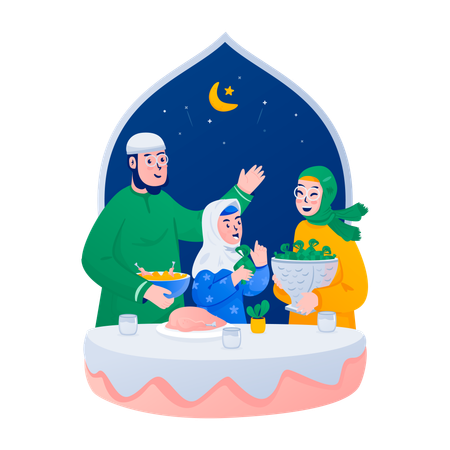 Eid mubarak food feast  Illustration