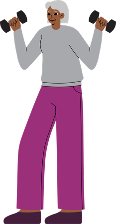 Elder woman is doing workout  イラスト