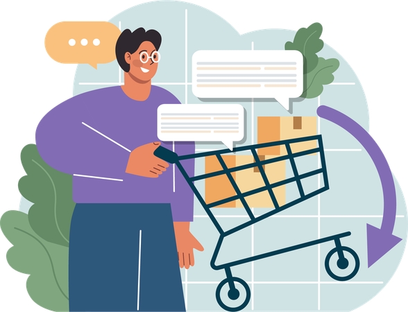 El empleado gestiona el calendario de compras.  Ilustración