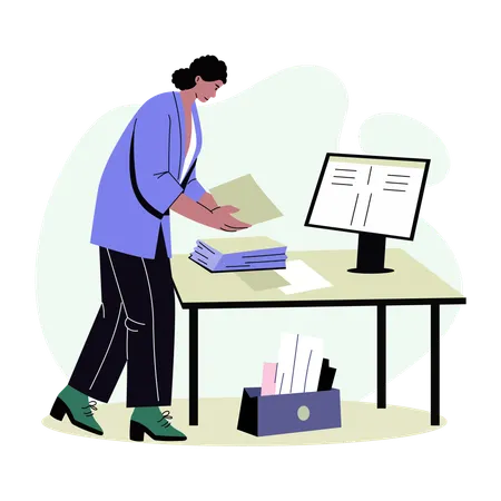 Employé faisant de la paperasse  Illustration