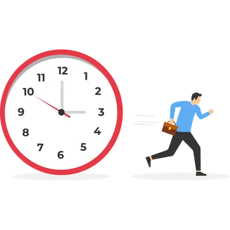 Employees rush because they are late for work  Illustration