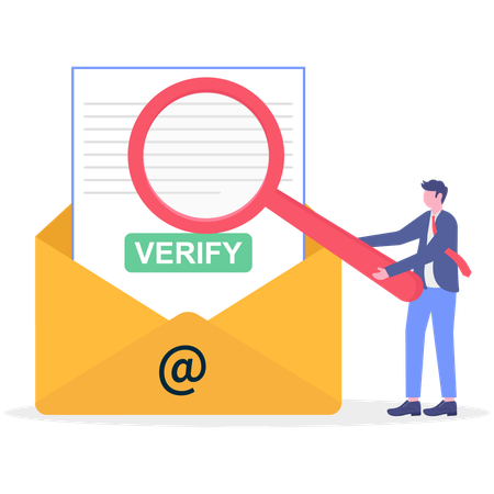 Empresário faz varredura para verificação de e-mail  Ilustração